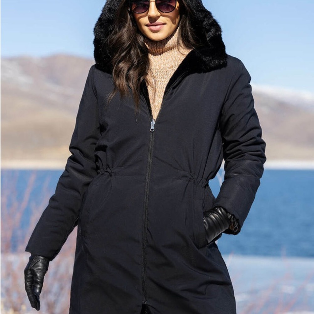 Reversible Faux Fur Parka Coat